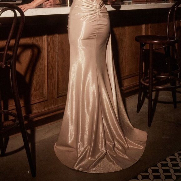 NEW FORMAL RHINESTONES EMBELLISHED PROM LONG SEMI STRETCH TAFFETA DRESS CD382 - Picture 9 of 9